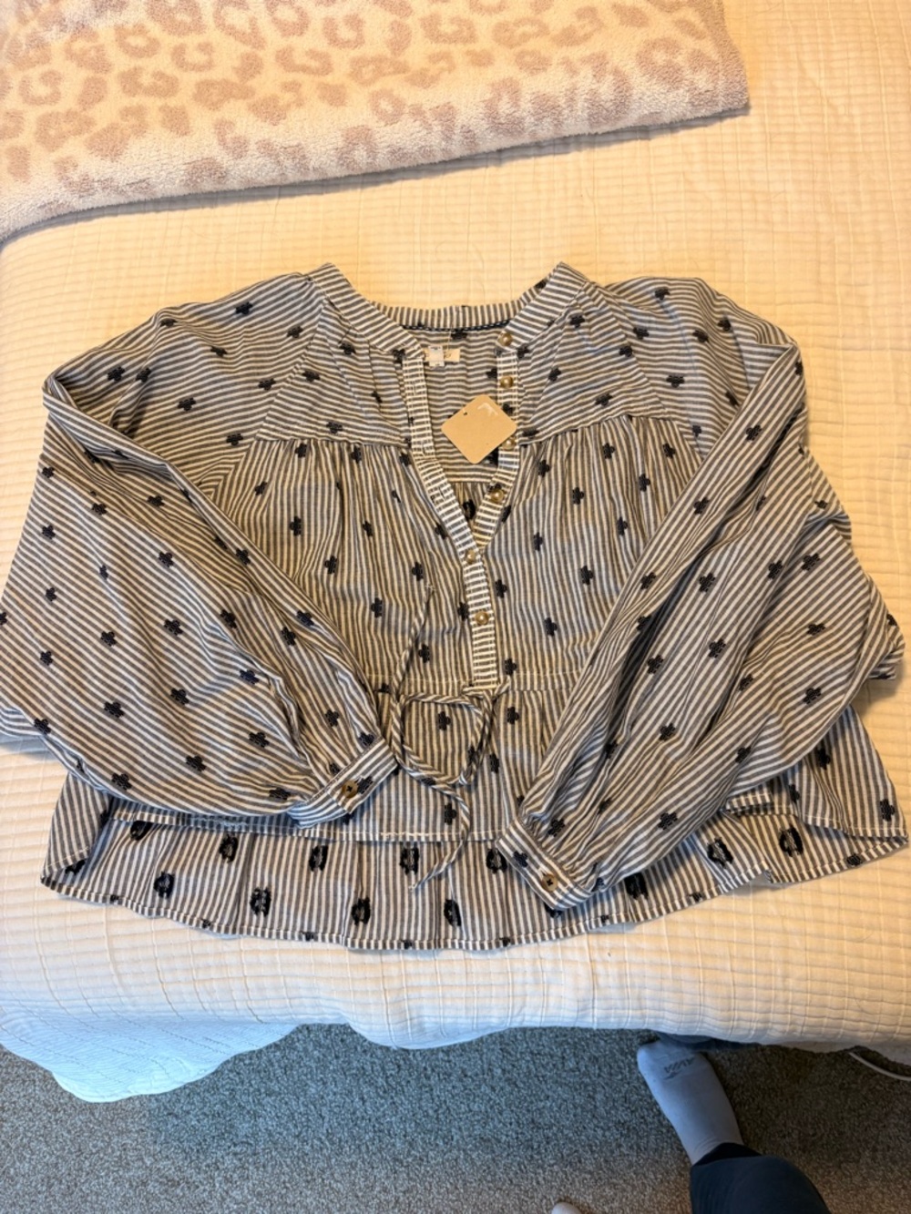 Pilcro Blue and White Striped blouse